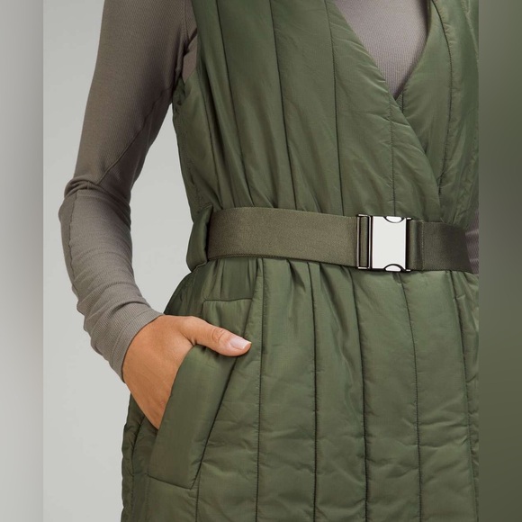 Lululemon Belted Long Insulated Vest Medium Olive - Picture 3 of 9